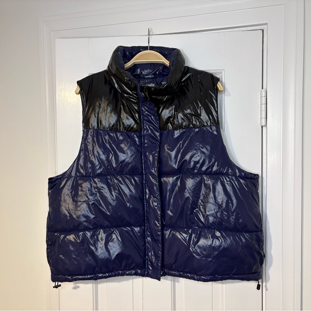 Women's Black and Blue Puffer Vest